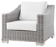 Side Chair Armchair, Rattan, Wicker, Gray White, Modern, Outdoor Patio Cafe