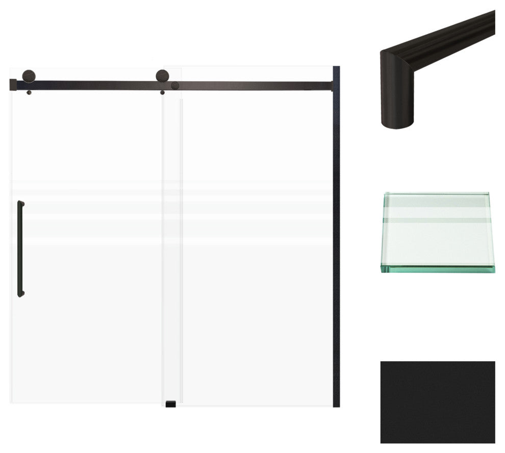 Transolid Madeline 60"x60" Frameless Shower Door with Fixed Panel in Matte Black