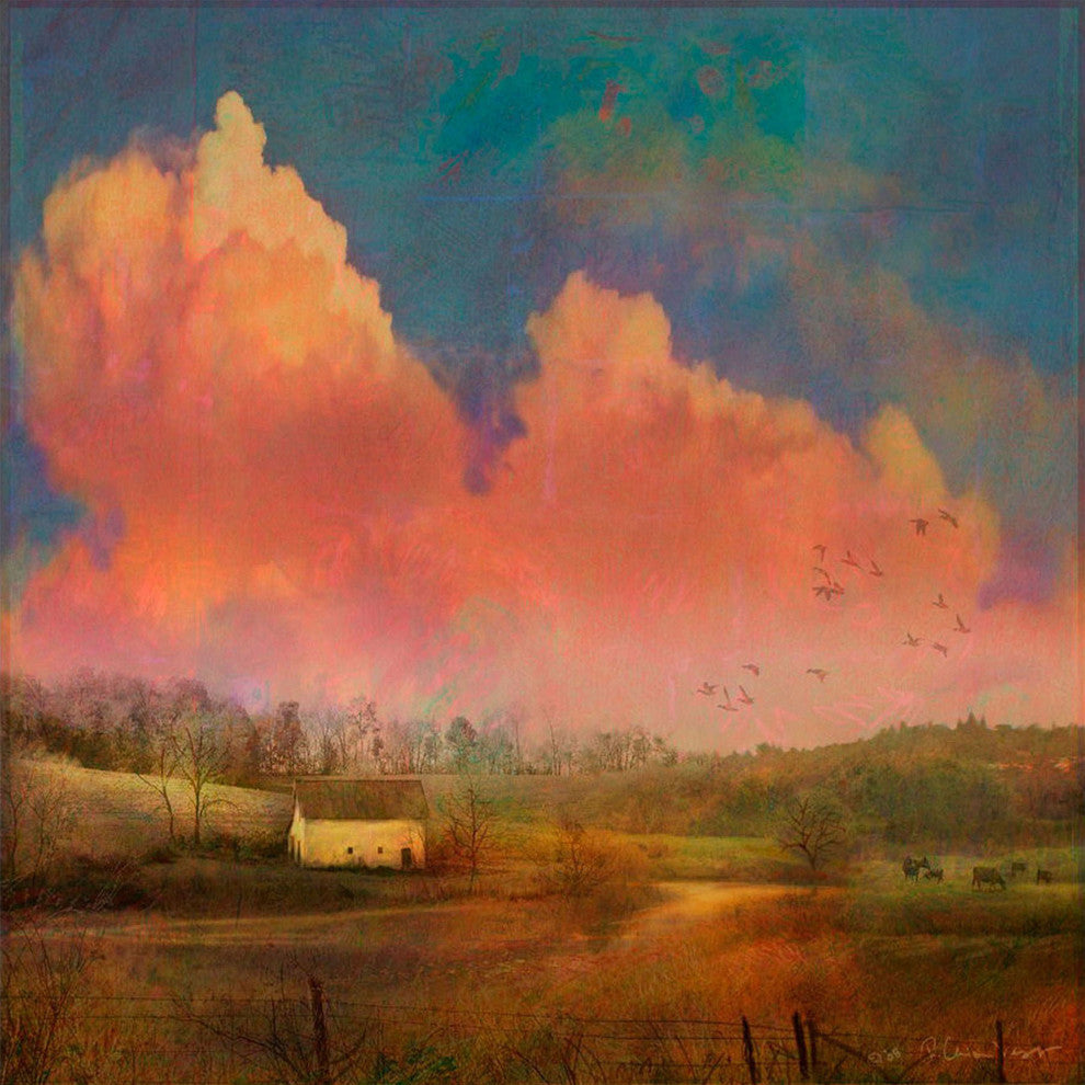 Pastoral Sunset Print on Canvas, 122x122 cm