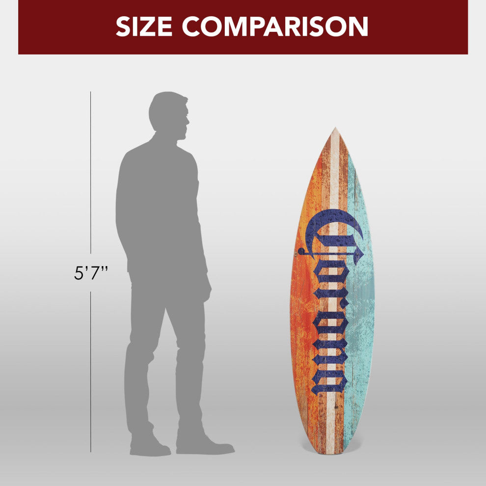 Licensed Corona Color Wood Tones Surfboard Plaque Wall Sign, 60"x15"