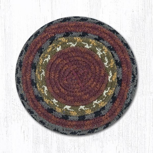 Burg/Olive/Charcoal Round Trivet, 8"x8"