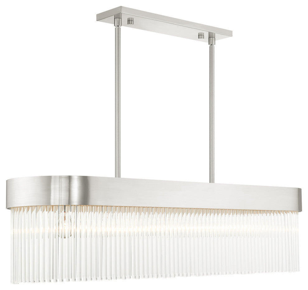 Livex Lighting Norwich 6 Light Brushed Nickel Linear Chandelier