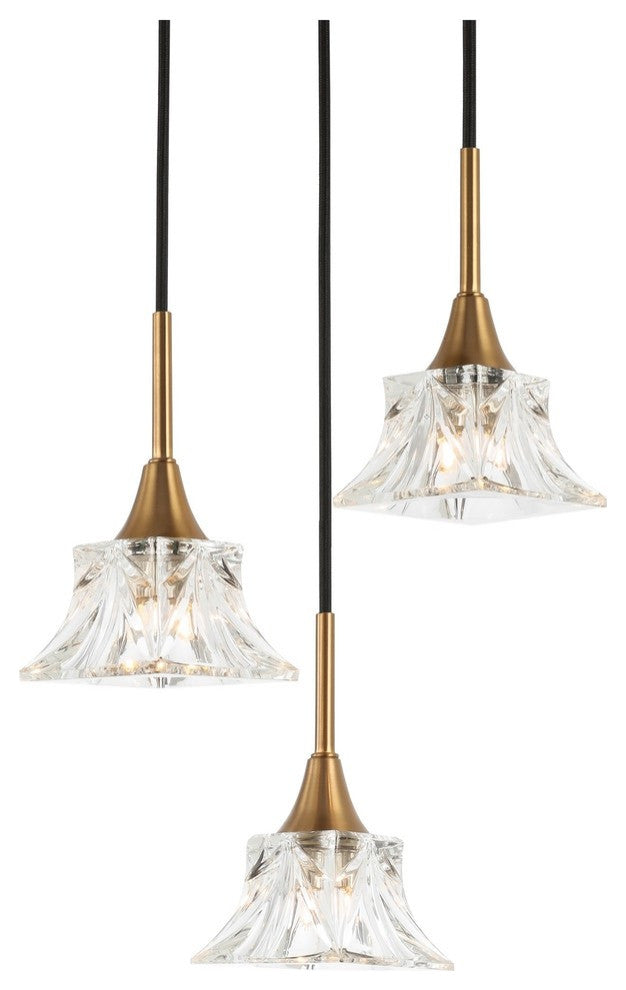 Woodbridge Lighting Christina 3-Light Transitional Metal Steel Pendant in Brass