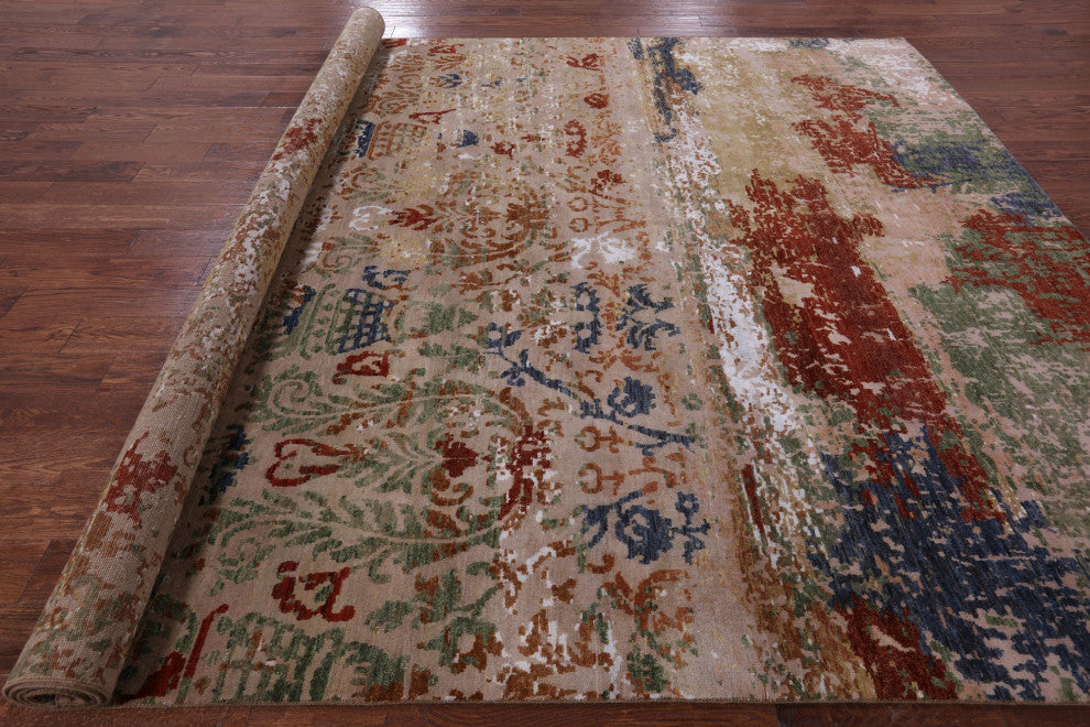 8' 11" X 11' 11" Persian Hand-Knotted Wool and Silk Rug Q6345