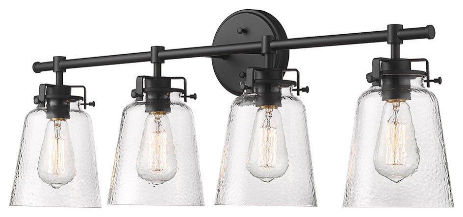 4 Light 31.4" Matte Black Vanity Light