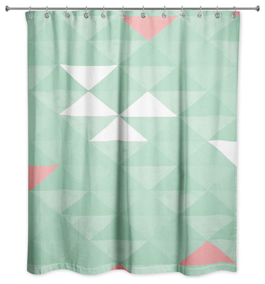 Triangle Celebration Mint Shower Curtain