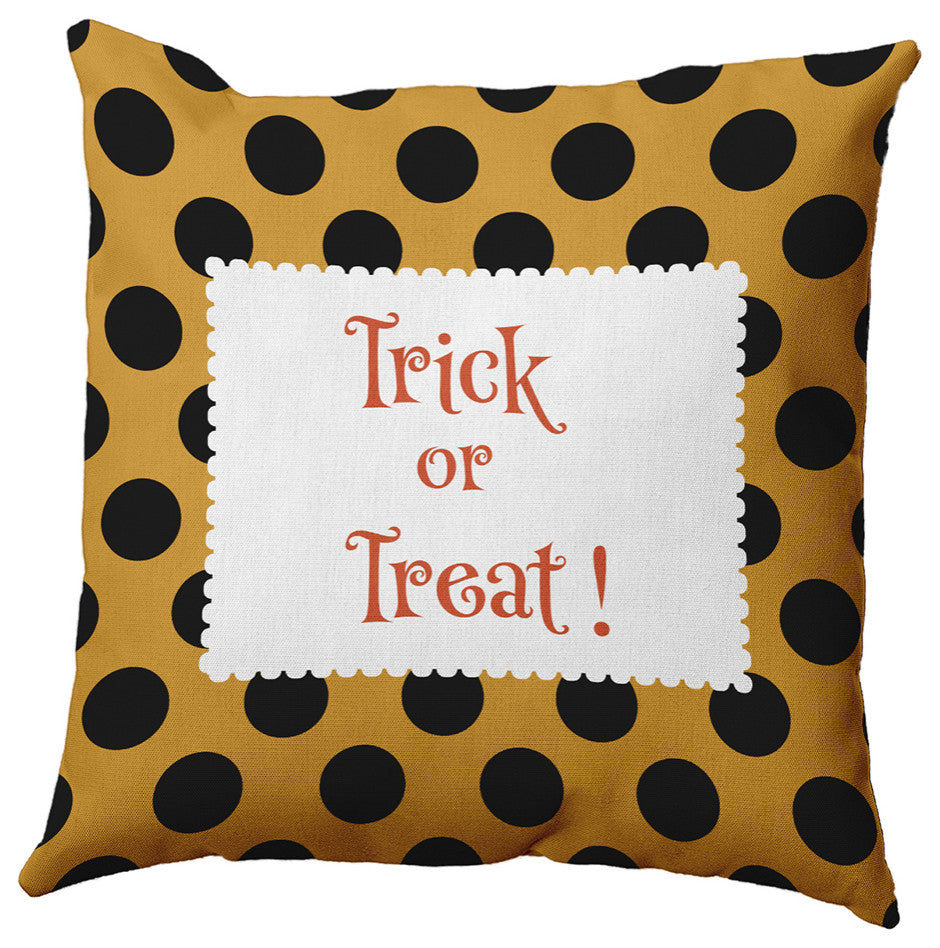 Trick or Treat Dots Accent Pillow, Golden Mustard, 18"x18"