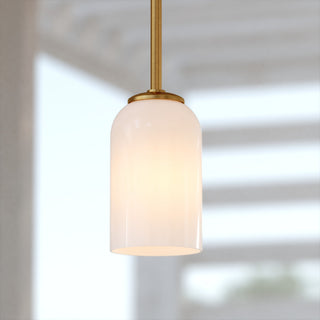 Shelby Gold Brass Transitional Mini Pendant Ceiling Light White Glass
