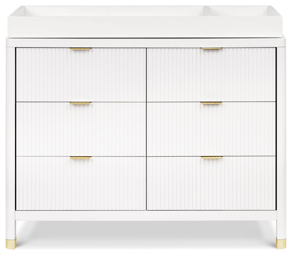 Brimsley Tambour 6-Drawer Assembled Dresser, Warm White