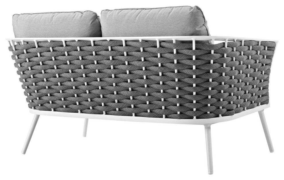White Gray Stance Outdoor Patio Aluminum Loveseat