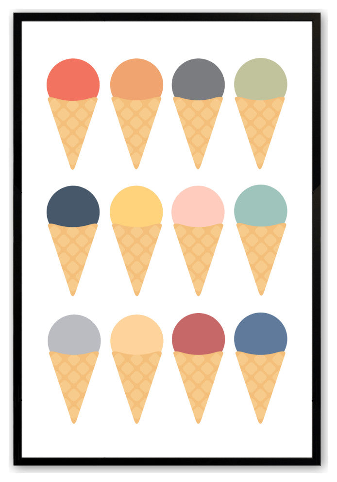 Satin Black 18" x 24" Ice Cream Framed Print