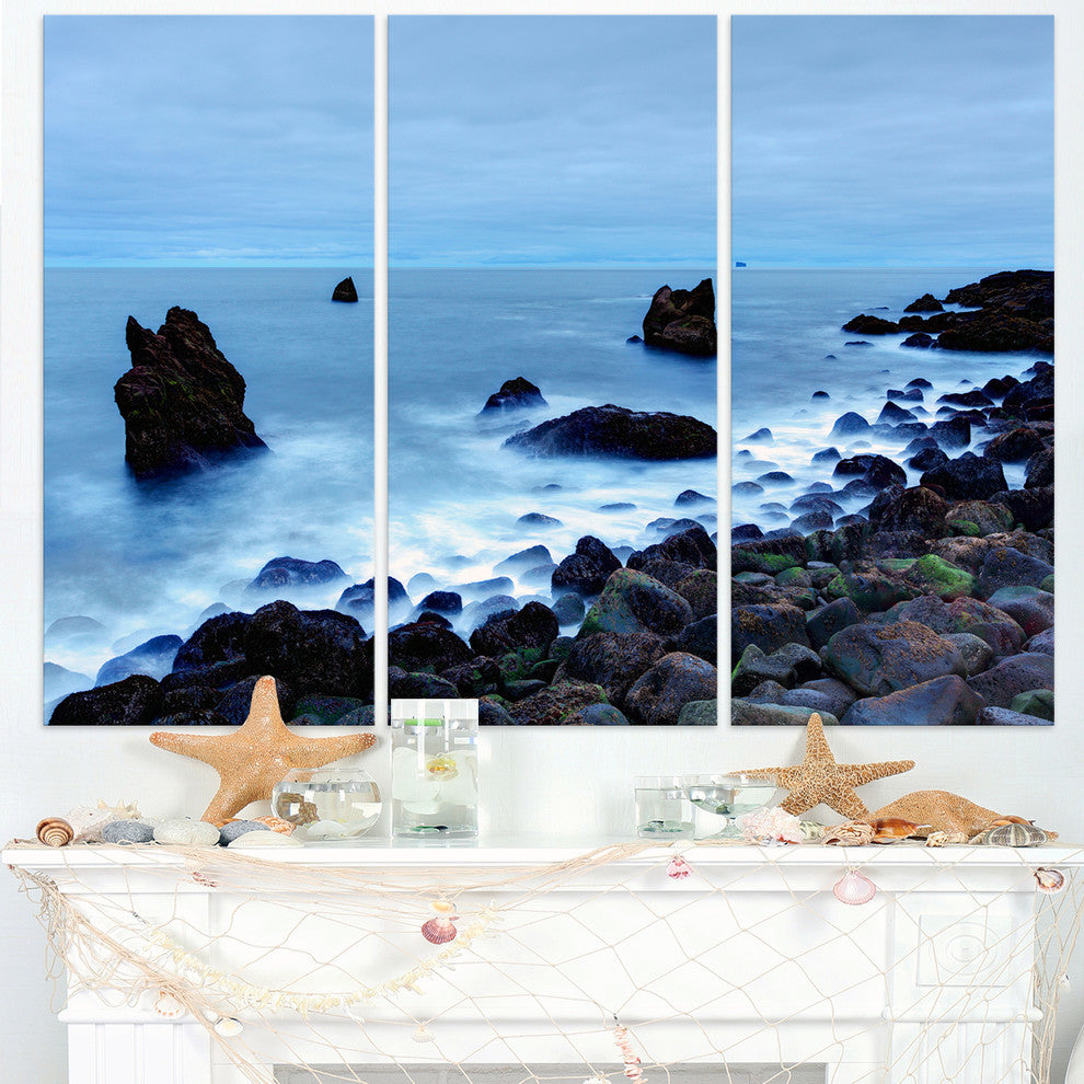 "Rocky Coast near Raykjanes" Metal Wall Art, 3 Panels, 36"x28"