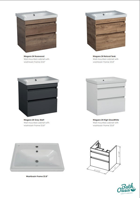 Bathroom Vanity Niagara White Gloss 24" Mirror 40"