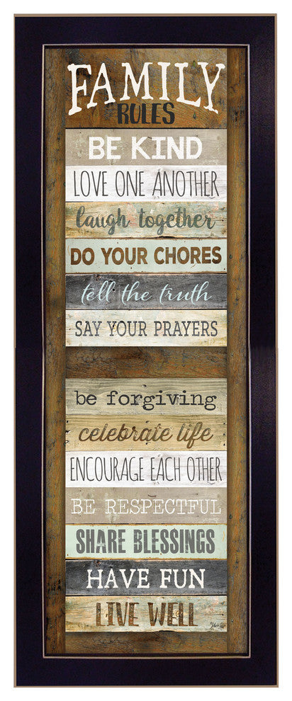 "Family Rules Shutter" By Marla Rae, Printed Wall Art, Black Frame