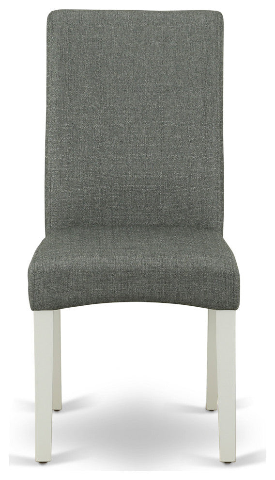 5Pc Round 42" Dinette Table, Four Parson Chair, Linen White Finish Leg