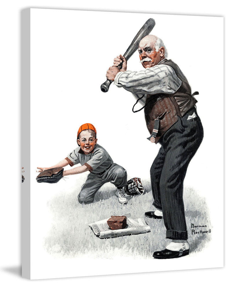 "Gramps at the Plate" Painting Print on Canvas by Norman Rockwell