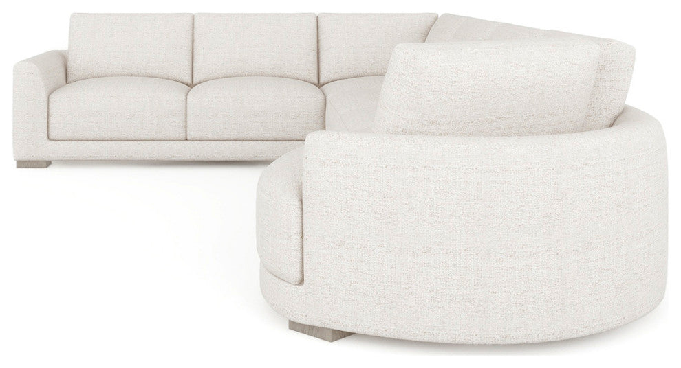 Laguna 166" Modular Feather-Cushion Sectional Sofa, Wheat Cream Beige Polyester Tweed, Right-Arm Facing