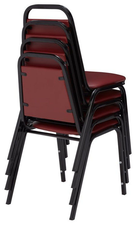 4 Pack Multifunctional Chair, Cushioned Vinyl Seat With Dome Backrest, Burgundy