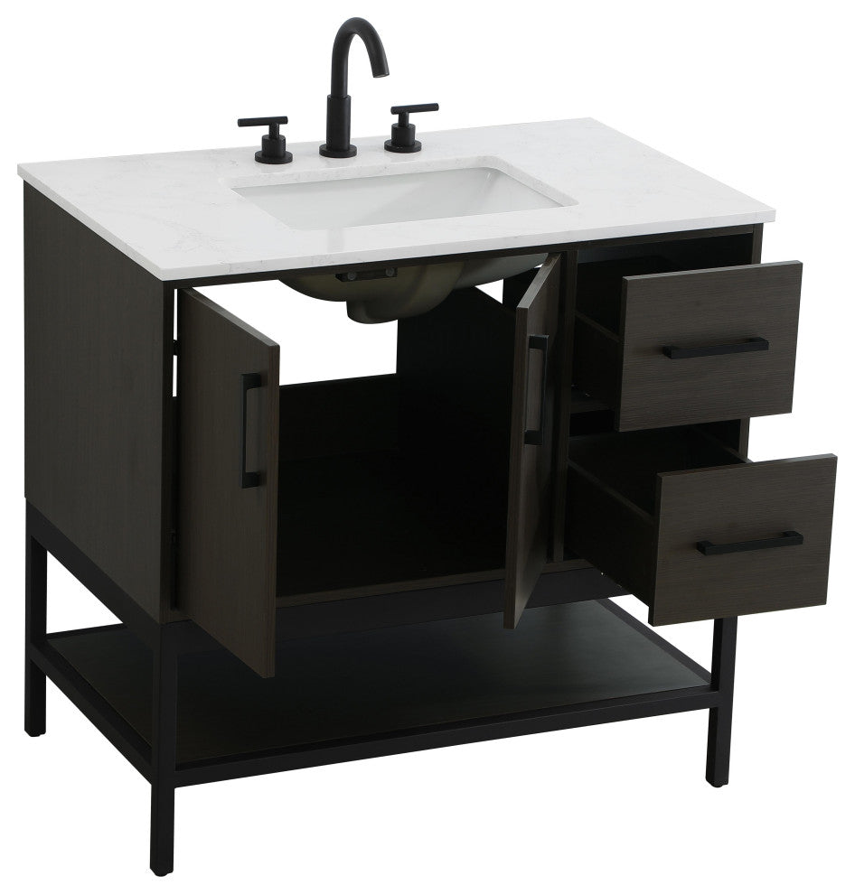 Home Living 36" Single Bathroom Vanity, Mocha Brown