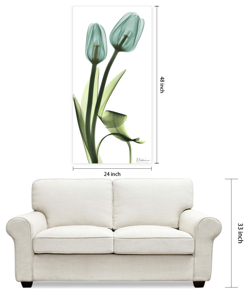 "Blue Tulips" Frameless Free Floating Panel Graphic Wall Art, 24"x48"