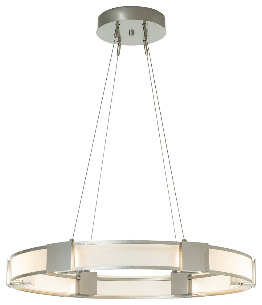 Aura Glass Pendant, Sterling Finish, Frosted Glass, Standard Overall Height