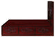 Dark Cherry Rosewood Flower  Bird Queen Size Oriental Platform Bed with Drawers