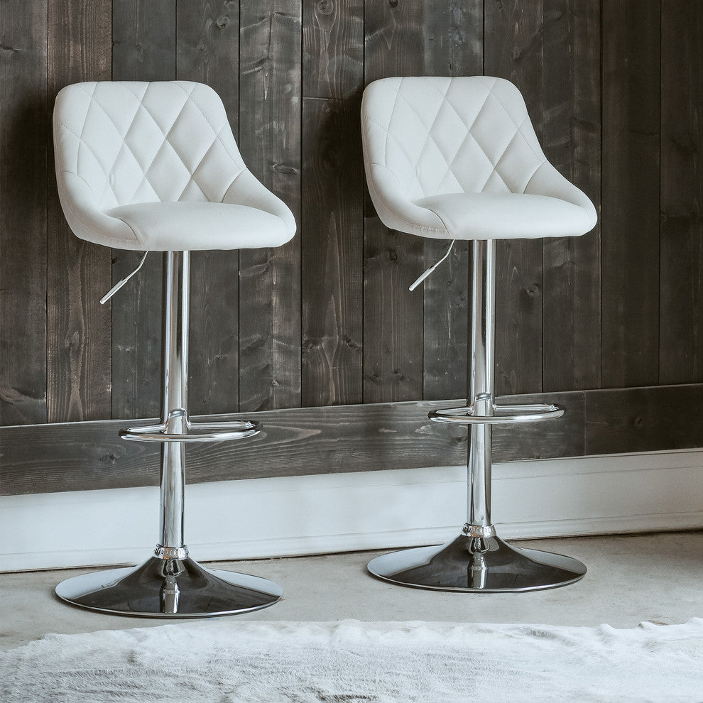 Picket House Furnishings Baltimore Adjustable Swivel Bar Stool Set, White