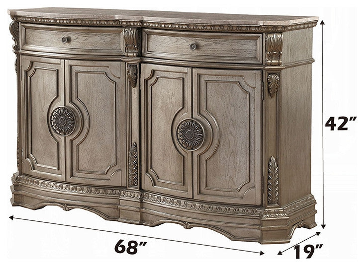 ACME Northville Server with Marble Top, Antique Champagne