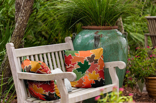 Leaf Pile Indoor/Outdoor Throw Pillow, Forest Green, 20"x20"