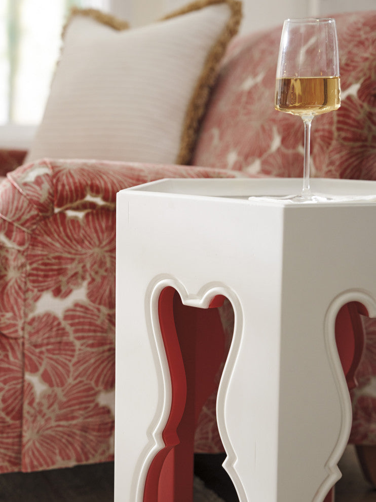 Bilbao Hexagonal End Table With Coral Accents