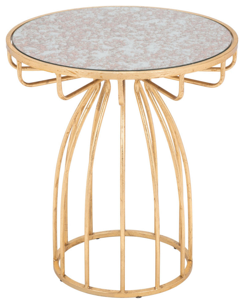 Sofa Side Table, Round, Glass, Steel Metal, Gold, Lounge Cafe Lobby Hospitality