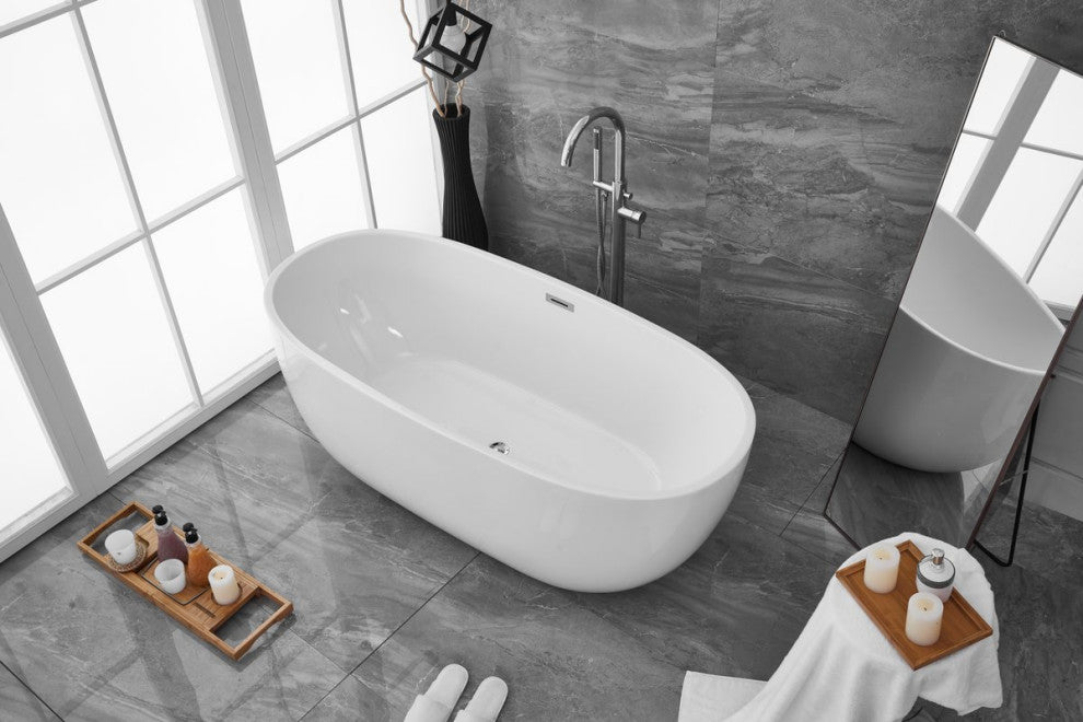 Aaron 67" Soaking Roll Top Bathtub, Glossy White
