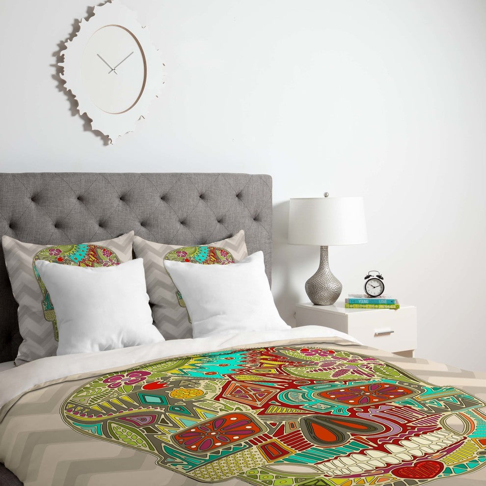 Deny Designs Sharon Turner Flower Skull Duvet Cover - Lightweight