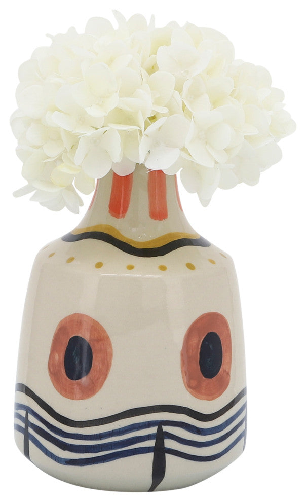 Ceramic 8"H Tribal Vase, Multi