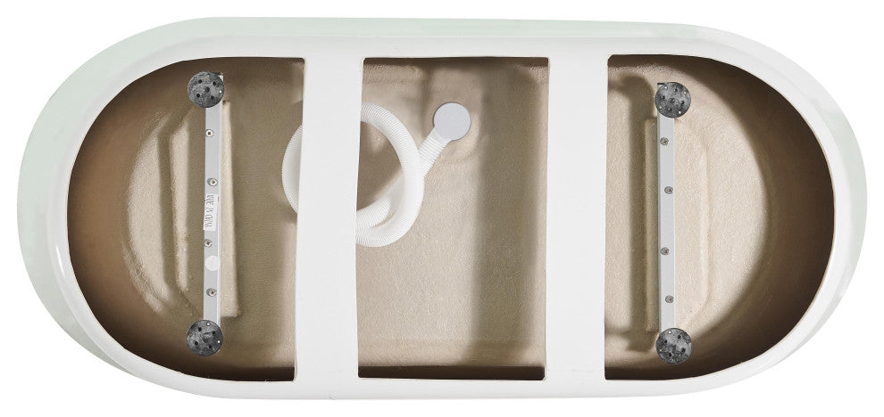 OWEN 65" Soaking Bathtub, Glossy White With Polished White Trim