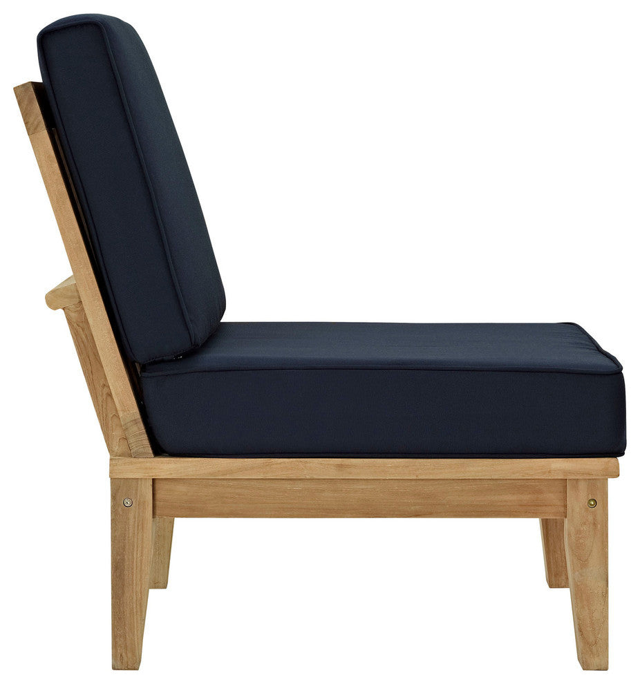 Modern Contemporary Outdoor Patio 5-Piece SetSofa Set Natural Wood Navy