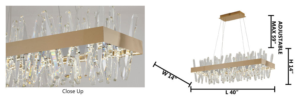 Bethel International LX63C40G 4-Light LED Chandelier, Gold