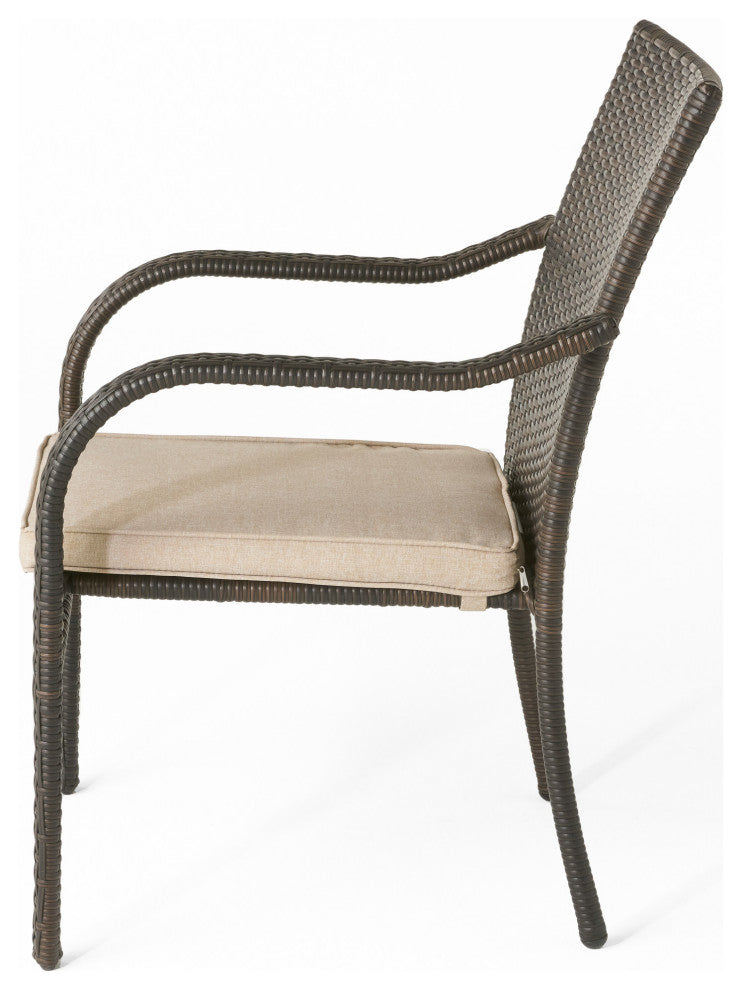 Florianopolis Brown Wicker Stacking Chairs, Set of 4