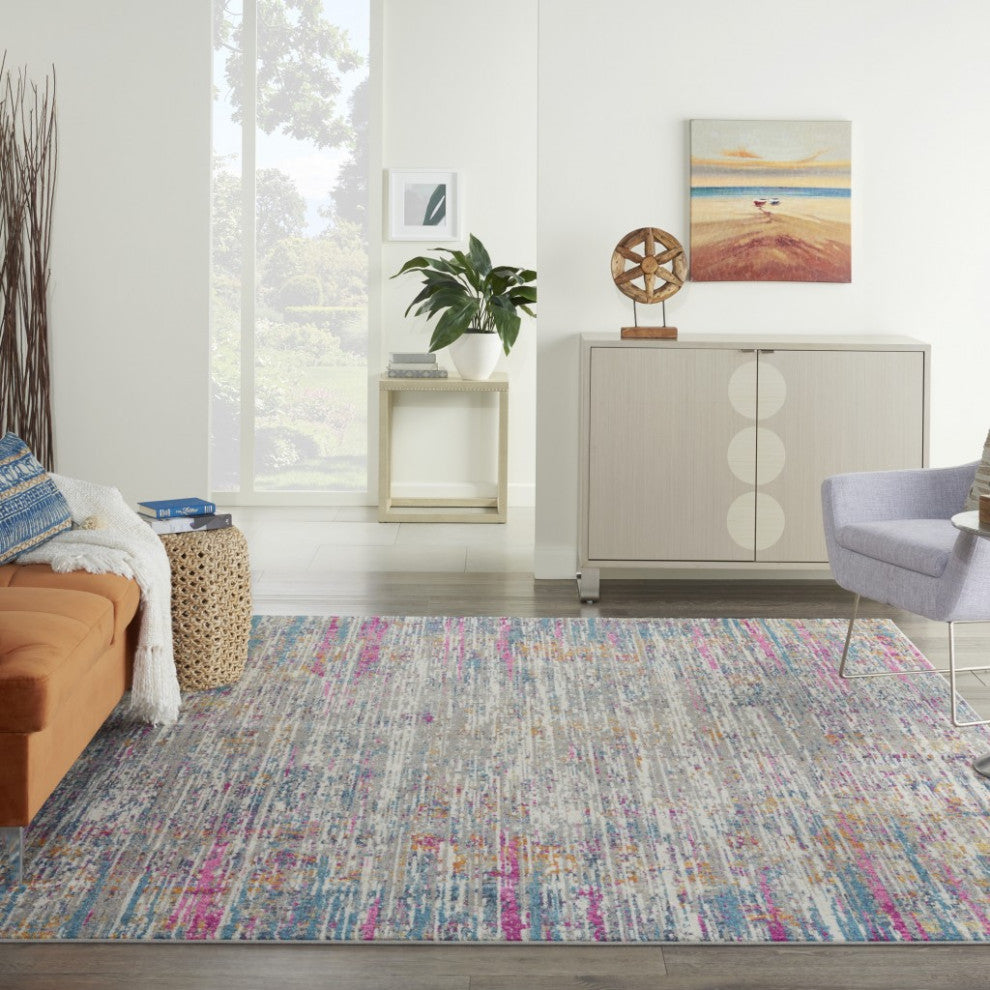 8 x 10 Ivory Abstract Striations Area Rug