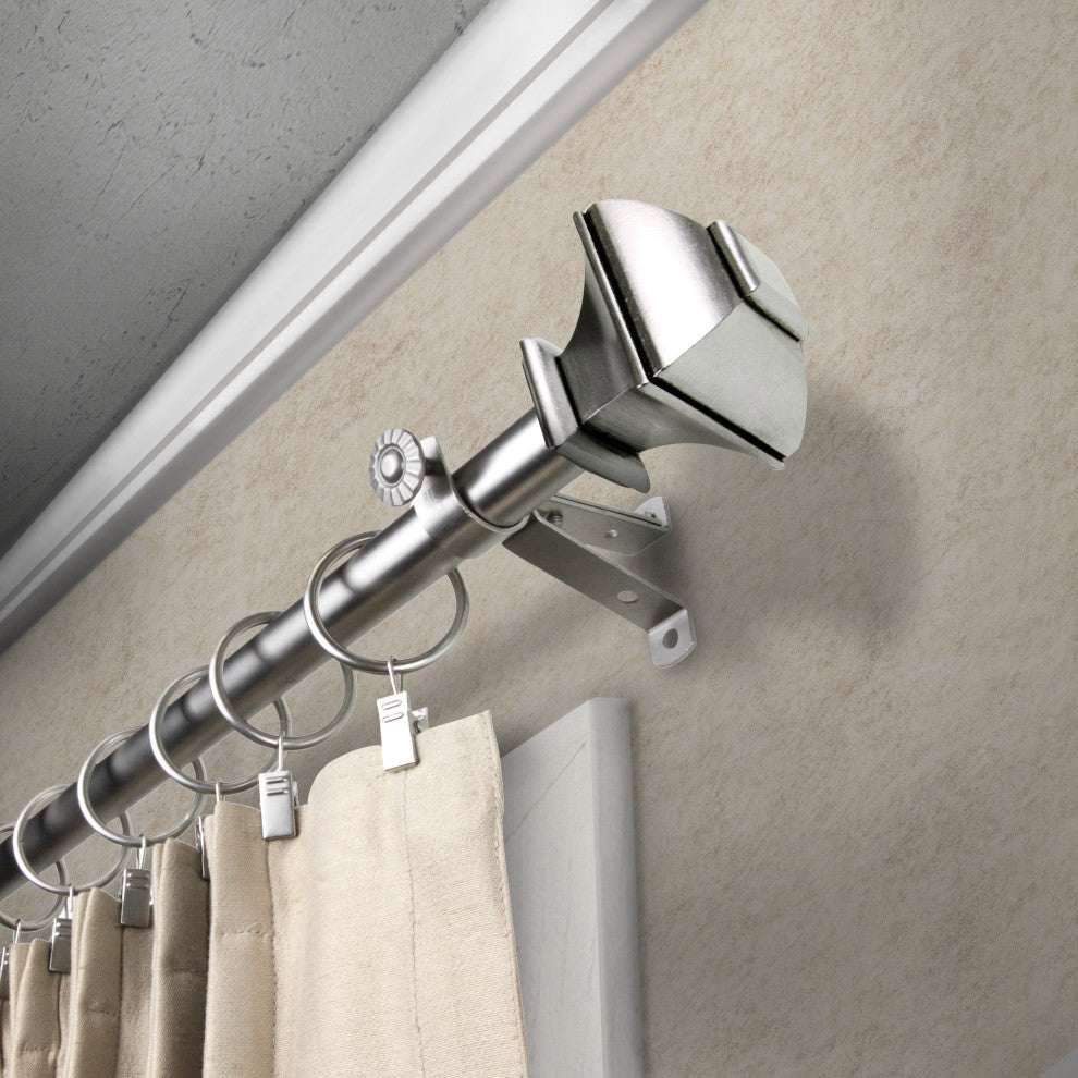 Vicky 13/16" Diameter Curtain Rod, Satin Nickel, 18-28"