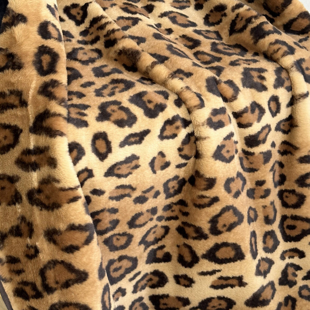 Plutus Brown Jaguar Faux Fur Luxury Throw Blanket, 80"L x 110"W Full