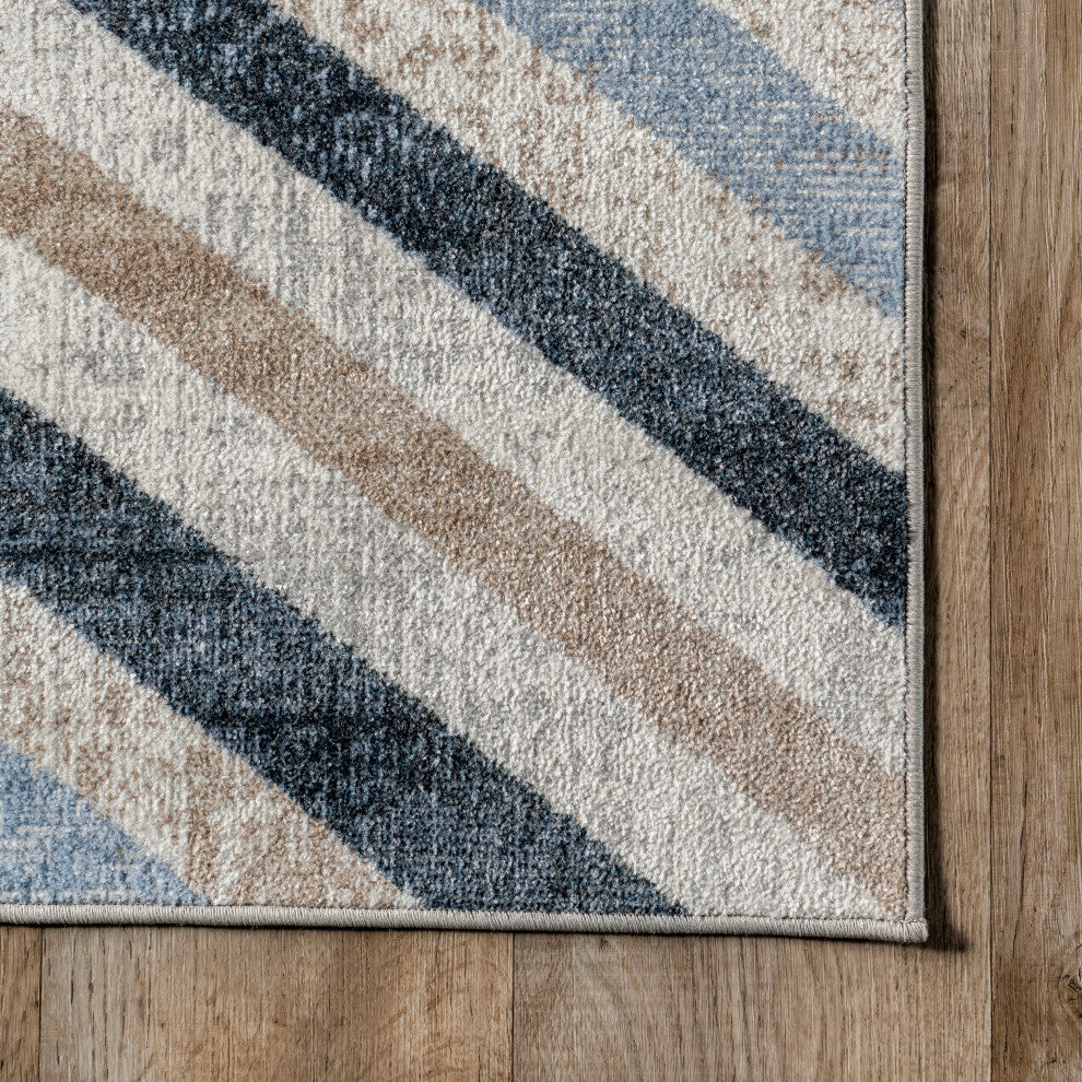 Nuloom Akari Transitional Diamond Machine Washable Area Rug, Blue 7'10"x10'