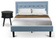 2-PiecePlatform Full Size Bed Set, 1 Bed Frame, Night Stand, Denim Blue