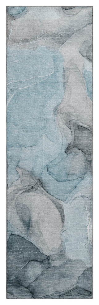 Premium Machine Washable Mayfield AMF504 Teal 2'3" x 7'6" Runner Rug