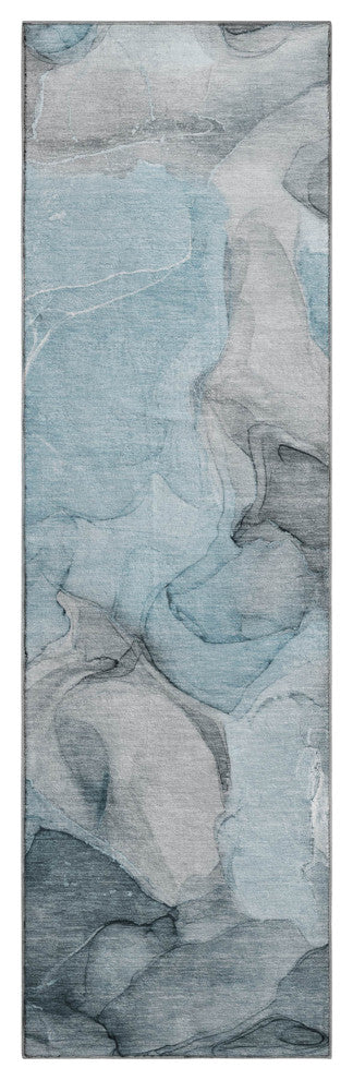 Premium Machine Washable Mayfield AMF504 Teal 2'3" x 7'6" Runner Rug