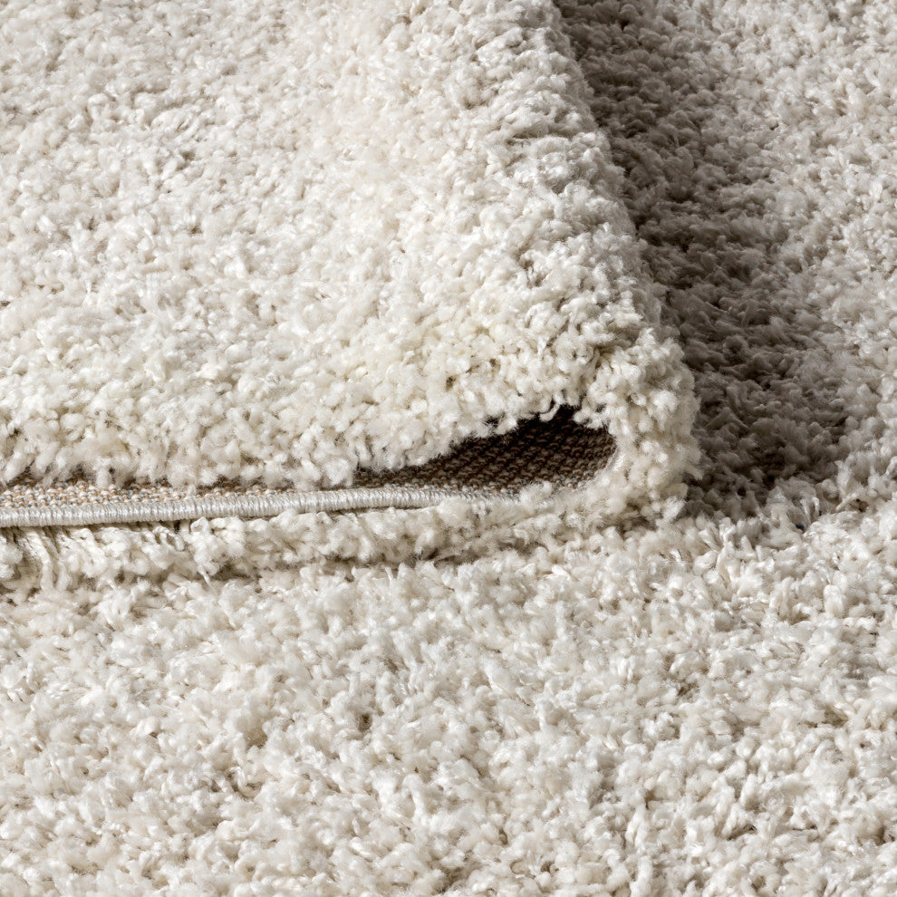 Mercer Shag Plush Tassel Area Rug, Cream, 2 X 8