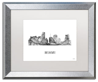 Marlene Watson 'Miami Florida Skyline' Matted Art, Silver Frame, White, 20x16