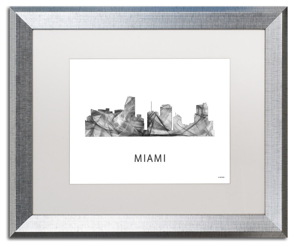 Marlene Watson 'Miami Florida Skyline' Matted Art, Silver Frame, White, 20x16
