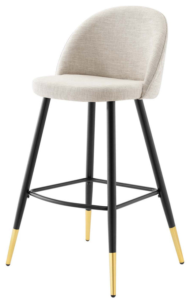 Bar Stool Chair Barstool, Set of 2, Fabric, Metal, Beige, Modern, Bar Pub Bistro
