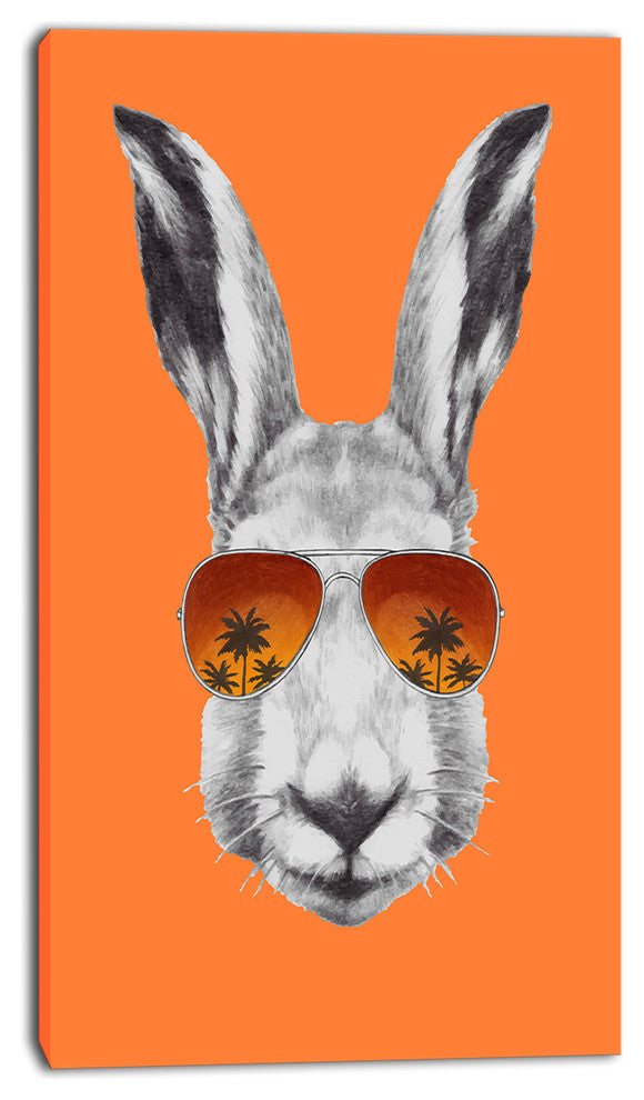 Funny Rabbit with Sunglasses, Animal Canvas Art Print, 16"x32"